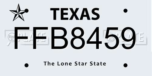 FFB8459 Texas License Plate