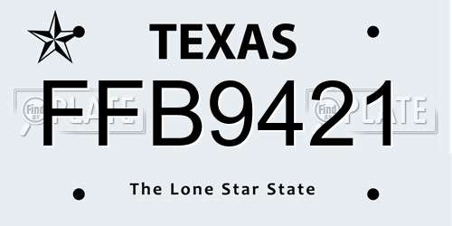 FFB9421 Texas License Plate