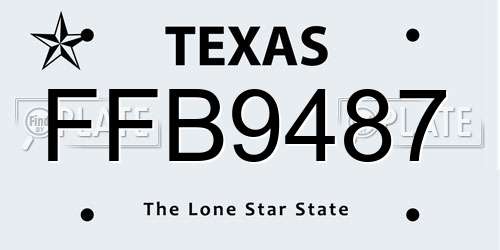 FFB9487 Texas License Plate