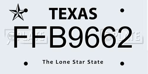 FFB9662 Texas License Plate