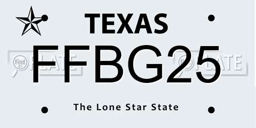 FFBG25 Texas License Plate