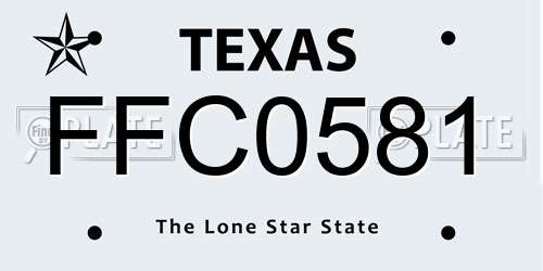 FFC0581 Texas License Plate