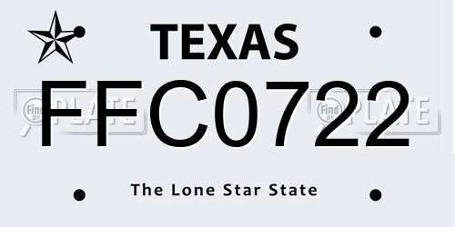 FFC0722 Texas License Plate