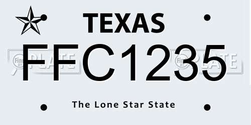FFC1235 Texas License Plate