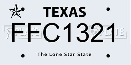 FFC1321 Texas License Plate