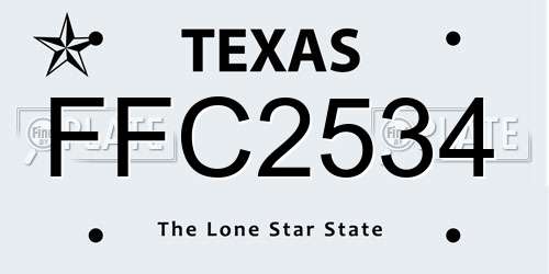 FFC2534 Texas License Plate