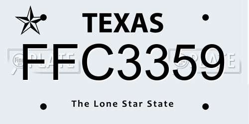 FFC3359 Texas License Plate