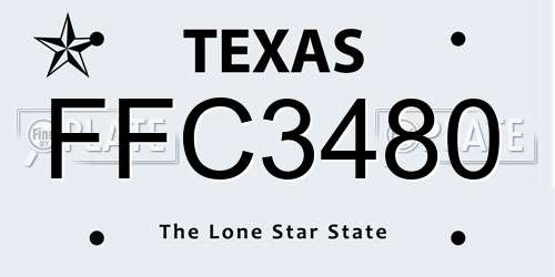 FFC3480 Texas License Plate