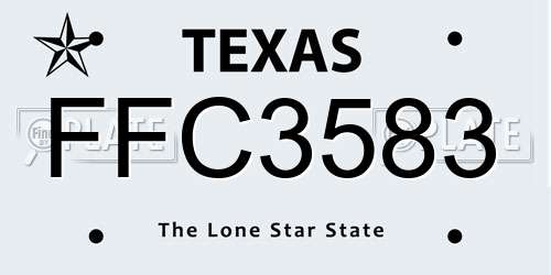 FFC3583 Texas License Plate