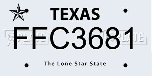 FFC3681 Texas License Plate