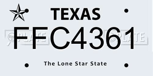 FFC4361 Texas License Plate