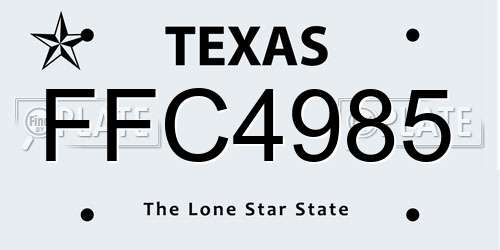 FFC4985 Texas License Plate