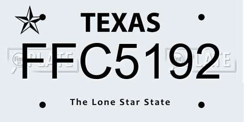 FFC5192 Texas License Plate