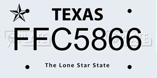 FFC5866 Texas License Plate