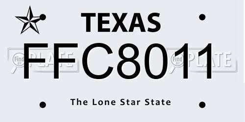 FFC8011 Texas License Plate