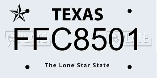 FFC8501 Texas License Plate