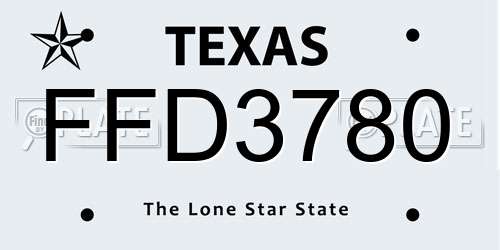 FFD3780 Texas License Plate
