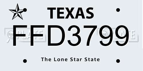 FFD3799 Texas License Plate