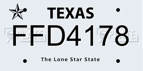 FFD4178 Texas License Plate