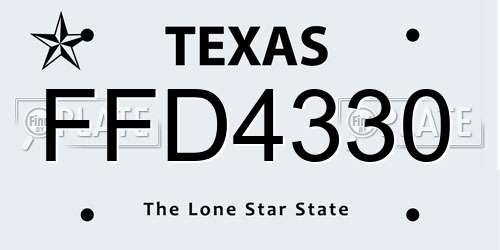 FFD4330 Texas License Plate