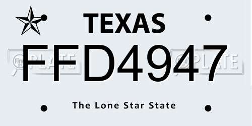 FFD4947 Texas License Plate