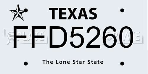 FFD5260 Texas License Plate