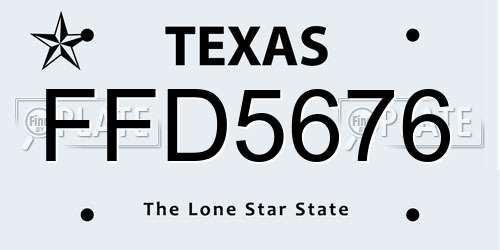 FFD5676 Texas License Plate