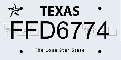 FFD6774 Texas License Plate