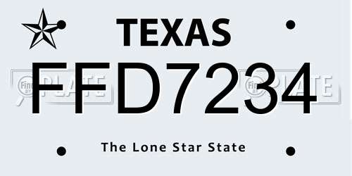 FFD7234 Texas License Plate