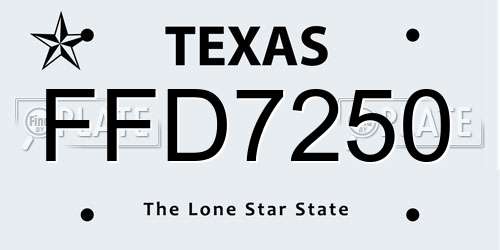 FFD7250 Texas License Plate