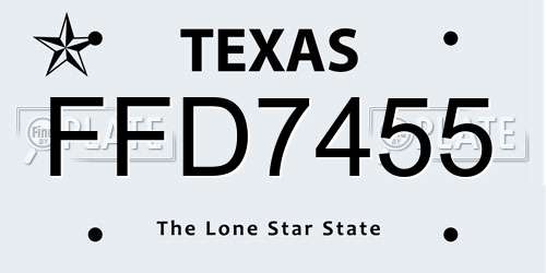 FFD7455 Texas License Plate