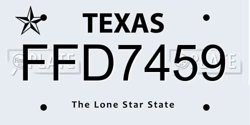 FFD7459 Texas License Plate
