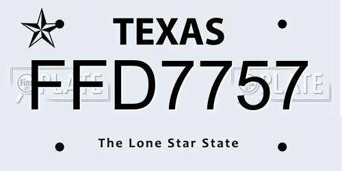 FFD7757 Texas License Plate