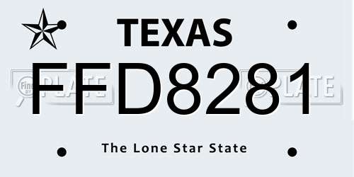 FFD8281 Texas License Plate