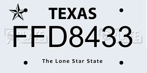 FFD8433 Texas License Plate