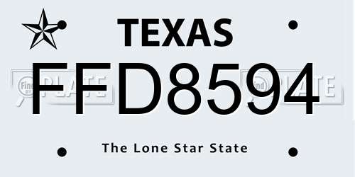 FFD8594 Texas License Plate