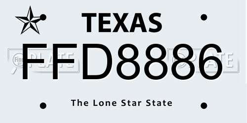 FFD8886 Texas License Plate