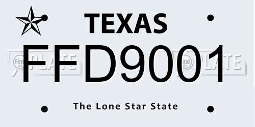 FFD9001 Texas License Plate