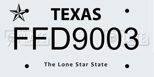 FFD9003 Texas License Plate