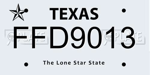 FFD9013 Texas License Plate