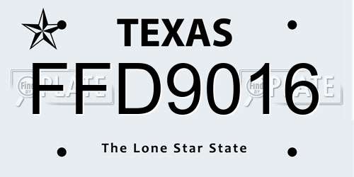FFD9016 Texas License Plate