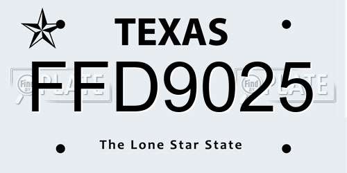FFD9025 Texas License Plate