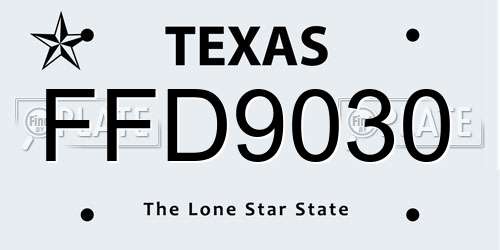FFD9030 Texas License Plate