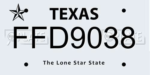 FFD9038 Texas License Plate