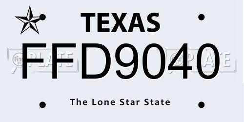 FFD9040 Texas License Plate
