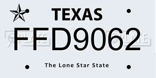 FFD9062 Texas License Plate