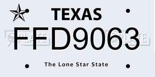 FFD9063 Texas License Plate