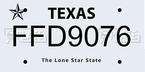 FFD9076 Texas License Plate