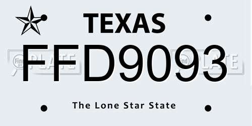 FFD9093 Texas License Plate