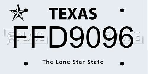 FFD9096 Texas License Plate